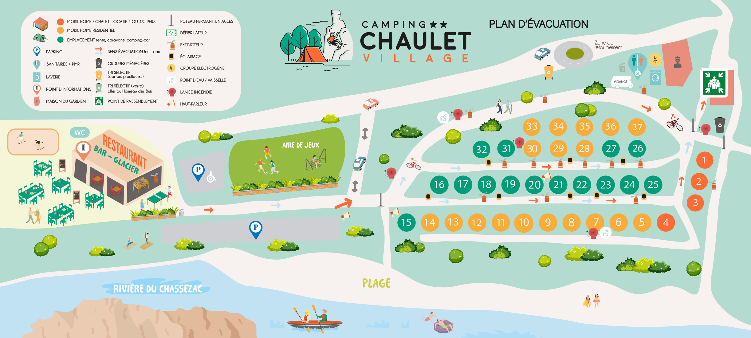 Carte du plan des emplacements du camping